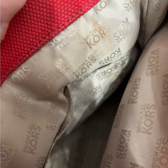 Michael Kors Red Tote with Brown Leather Handles - Picture 12 of 13